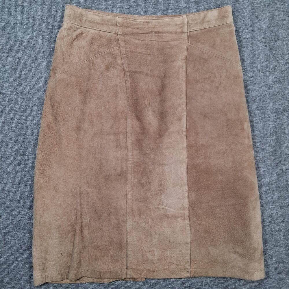 B.G. Street Skirt Womens 10P Brown Suede Leather Straight Knee Length Lined